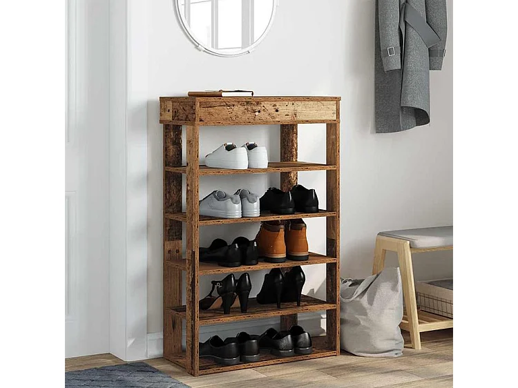 Étagère à chaussures vieux bois 60x30x98 bois d'ingénierie