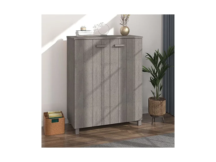 Armoire à chaussures HAMAR Gris clair 85x40x108 Pin massif