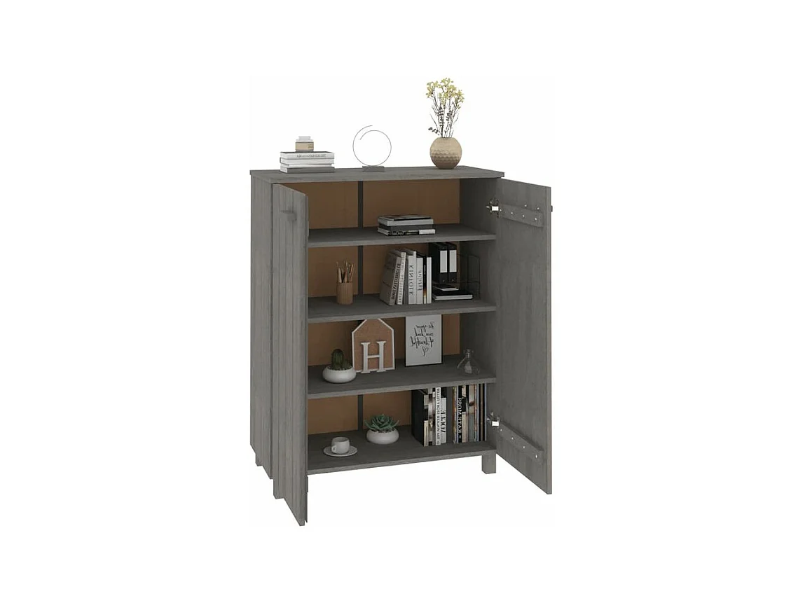 Armoire à chaussures HAMAR Gris clair 85x40x108 Pin massif