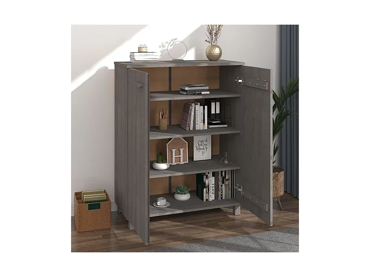 Armoire à chaussures HAMAR Gris clair 85x40x108 Pin massif