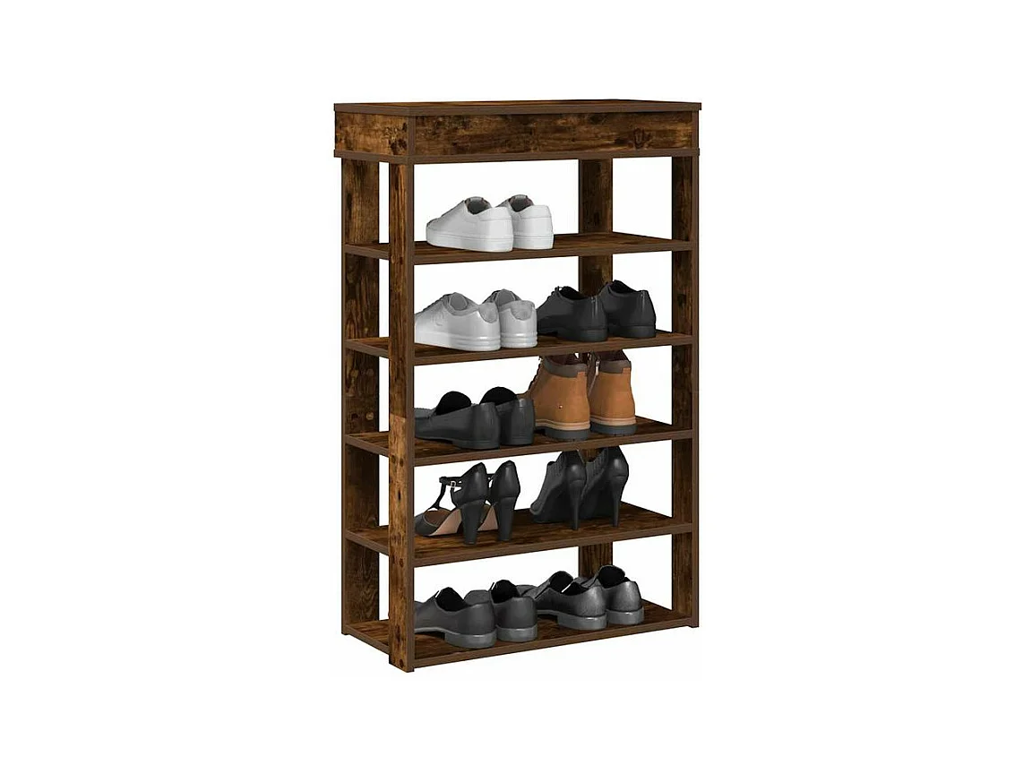 Étagère à chaussures chêne fumé 60x30x98 bois d'ingénierie