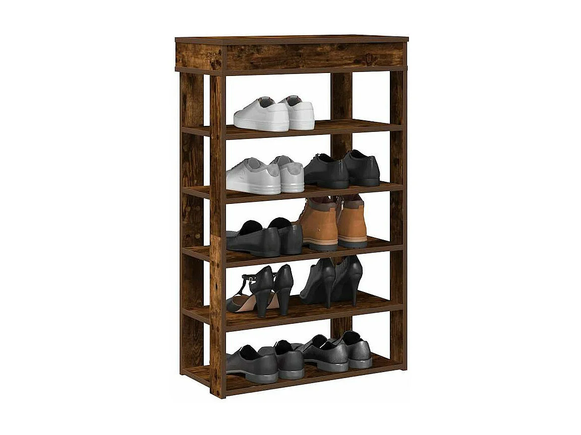 Étagère à chaussures chêne fumé 60x30x98 bois d'ingénierie