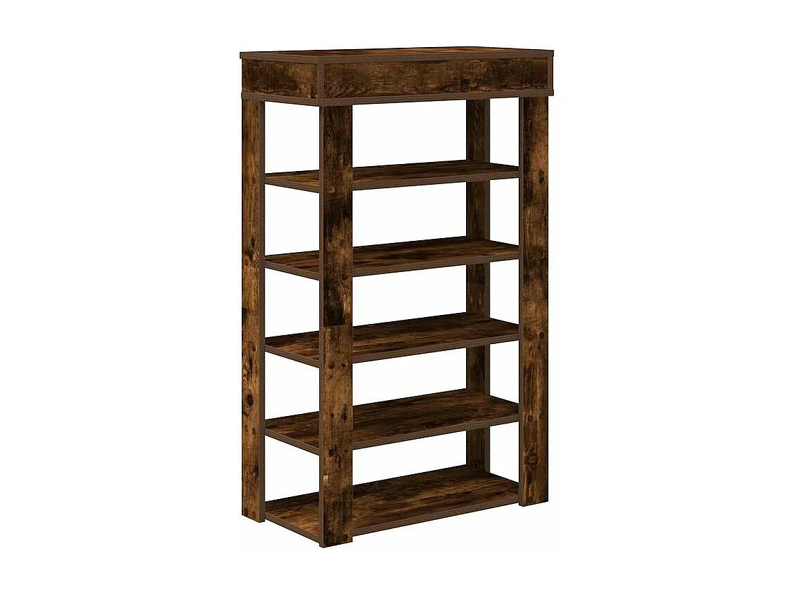 Étagère à chaussures chêne fumé 60x30x98 bois d'ingénierie