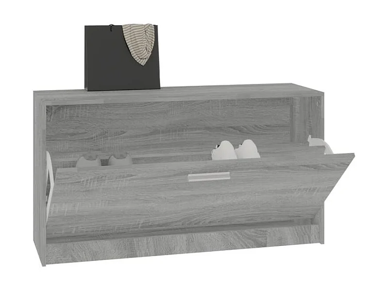 Meuble à chaussures 1 porte rabattable Venta - Version classique-Couleur Chêne gris