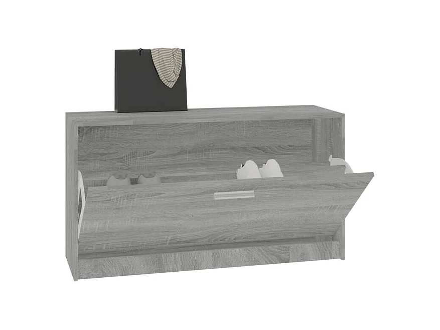 Meuble à chaussures 1 porte rabattable Venta - Version classique-Couleur Chêne gris