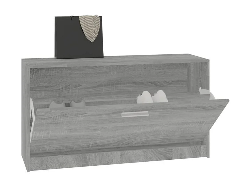 Meuble à chaussures 1 porte rabattable Venta - Version classique-Couleur Chêne gris