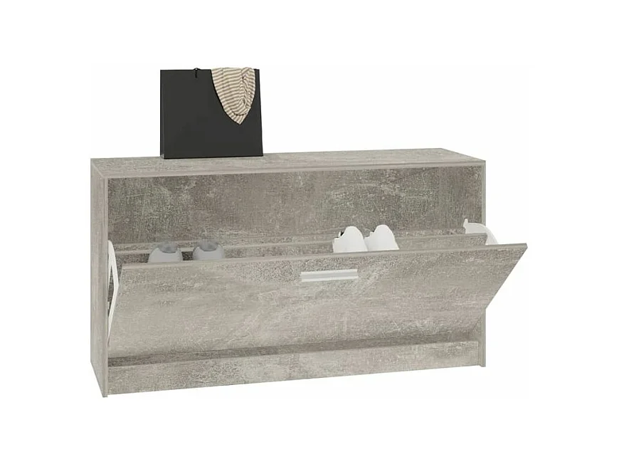 Meuble à chaussures 1 porte rabattable Venta - Version classique-Couleur Gris béton