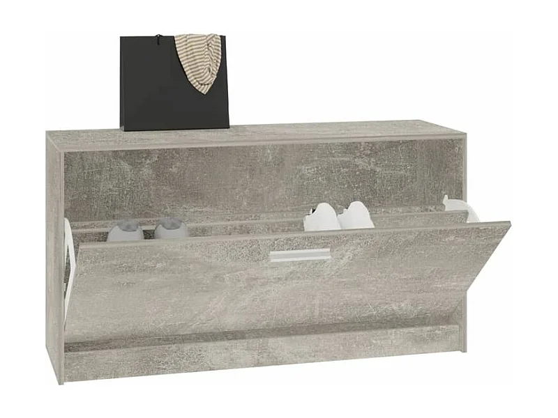 Meuble à chaussures 1 porte rabattable Venta - Version classique-Couleur Gris béton
