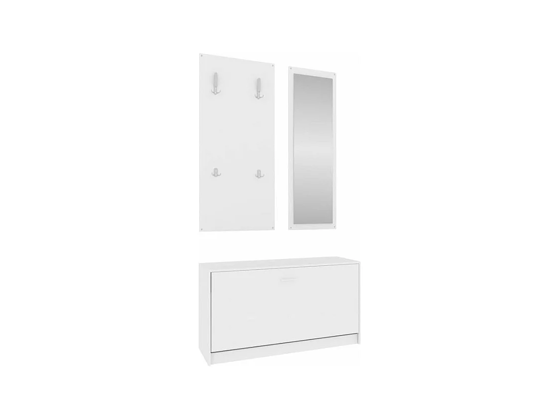 Ensemble d'armoires à chaussures 3-en-1 Blanc Bois d'ingénierie