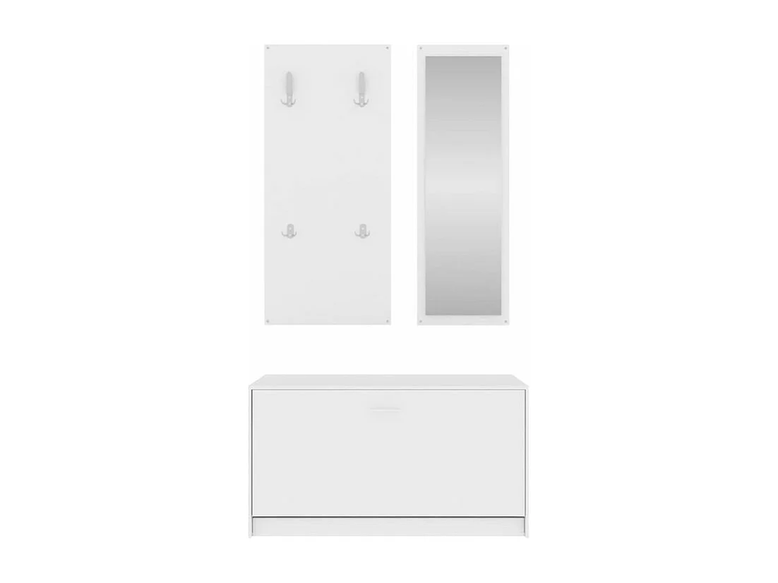 Ensemble d'armoires à chaussures 3-en-1 Blanc Bois d'ingénierie