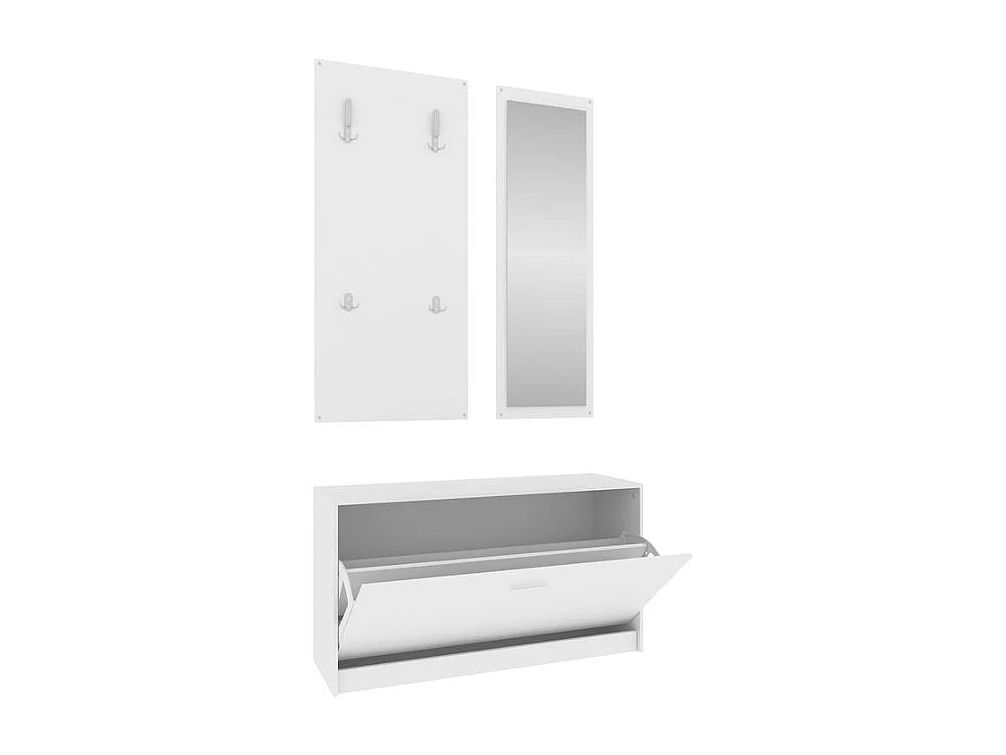 Ensemble d'armoires à chaussures 3-en-1 Blanc Bois d'ingénierie