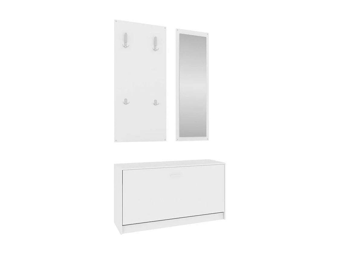 Ensemble d'armoires à chaussures 3-en-1 Blanc Bois d'ingénierie