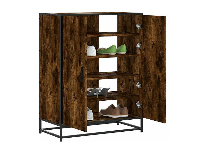 Meuble à chaussures chêne fumé bois d'ingénierie et métal