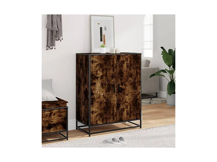 Meuble à chaussures chêne fumé bois d'ingénierie et métal