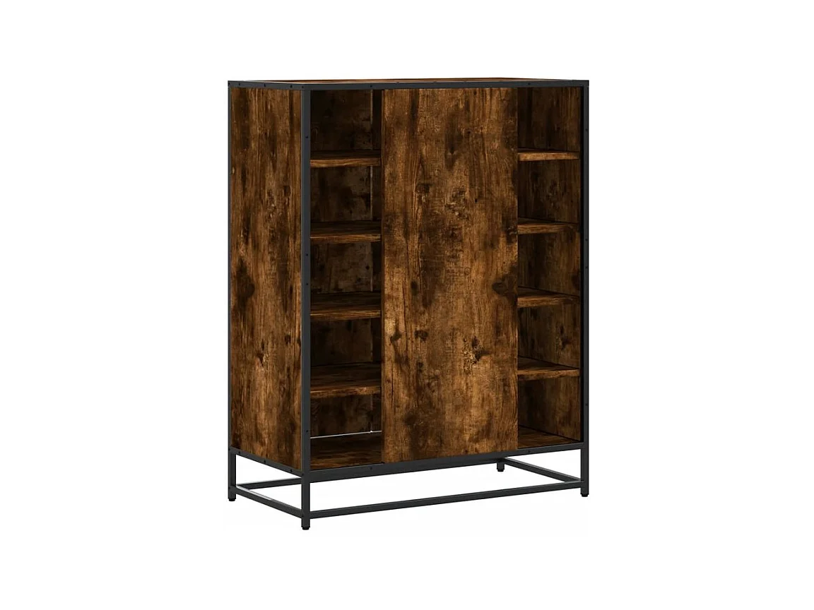 Meuble à chaussures chêne fumé bois d'ingénierie et métal