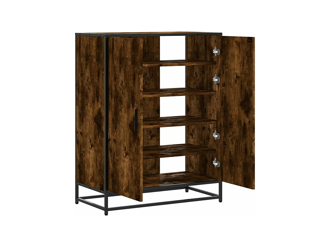 Meuble à chaussures chêne fumé bois d'ingénierie et métal