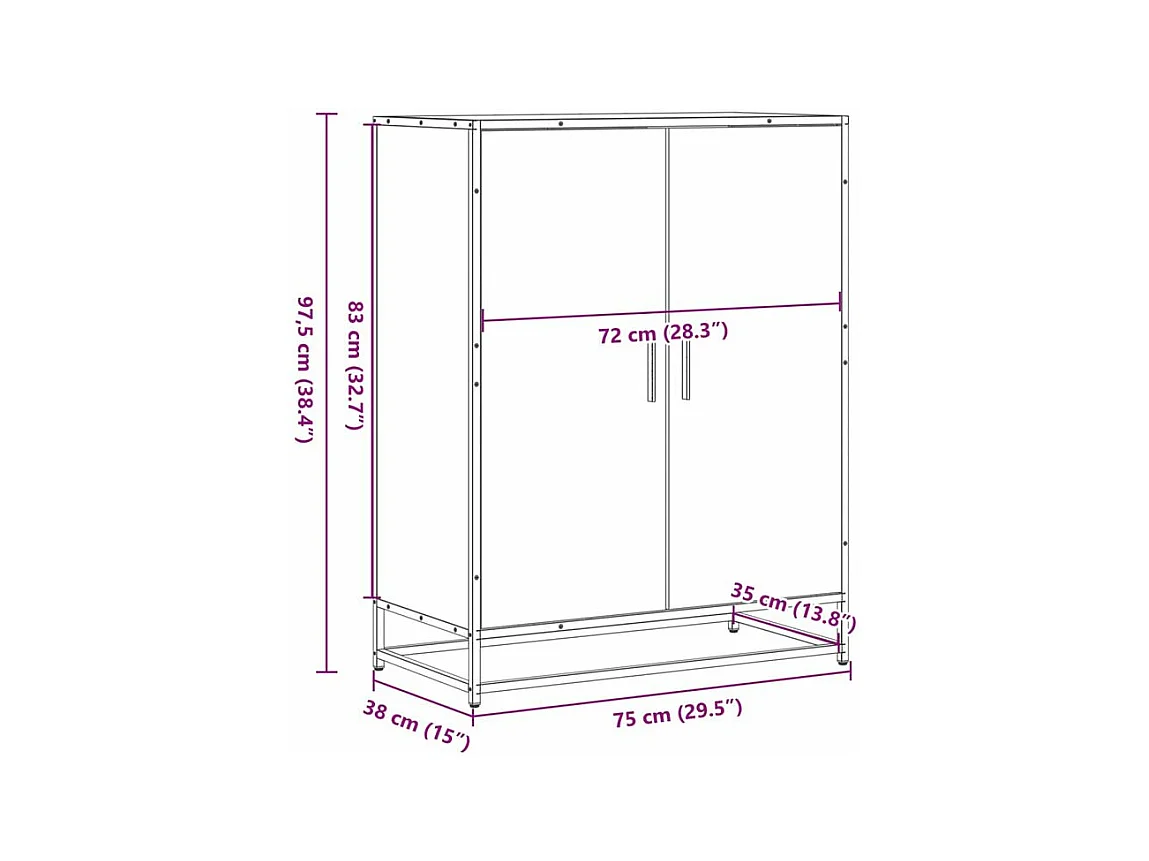 Meuble à chaussures chêne fumé bois d'ingénierie et métal