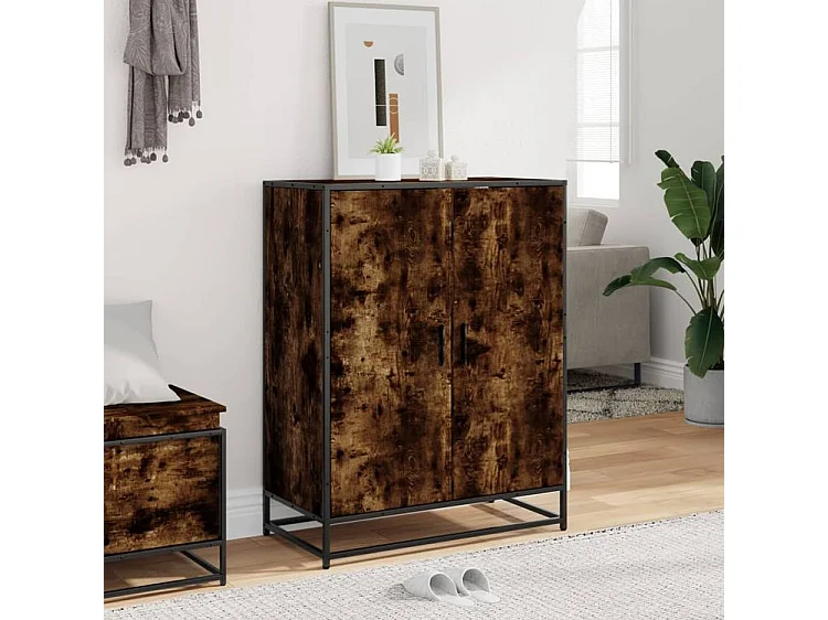 Meuble à chaussures chêne fumé bois d'ingénierie et métal