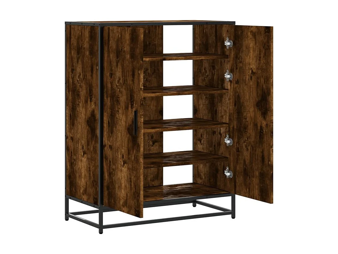 Meuble à chaussures chêne fumé bois d'ingénierie et métal