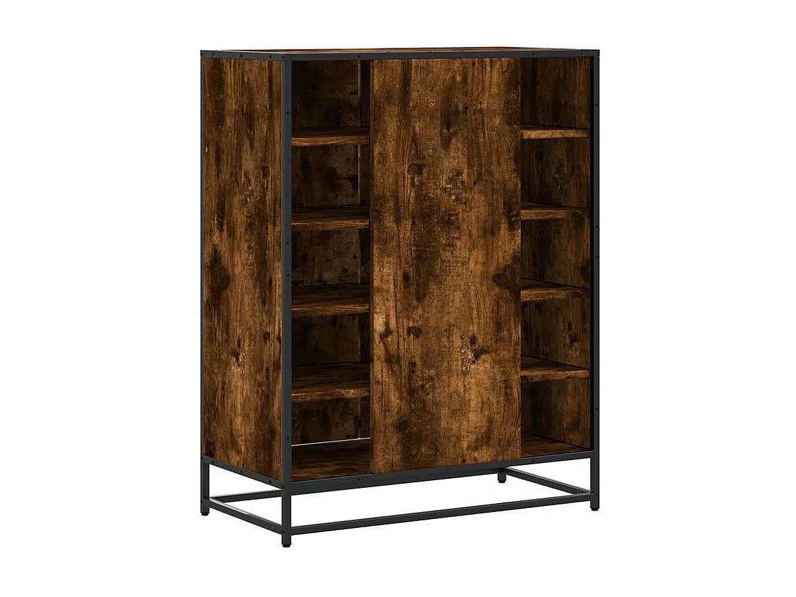 Meuble à chaussures chêne fumé bois d'ingénierie et métal