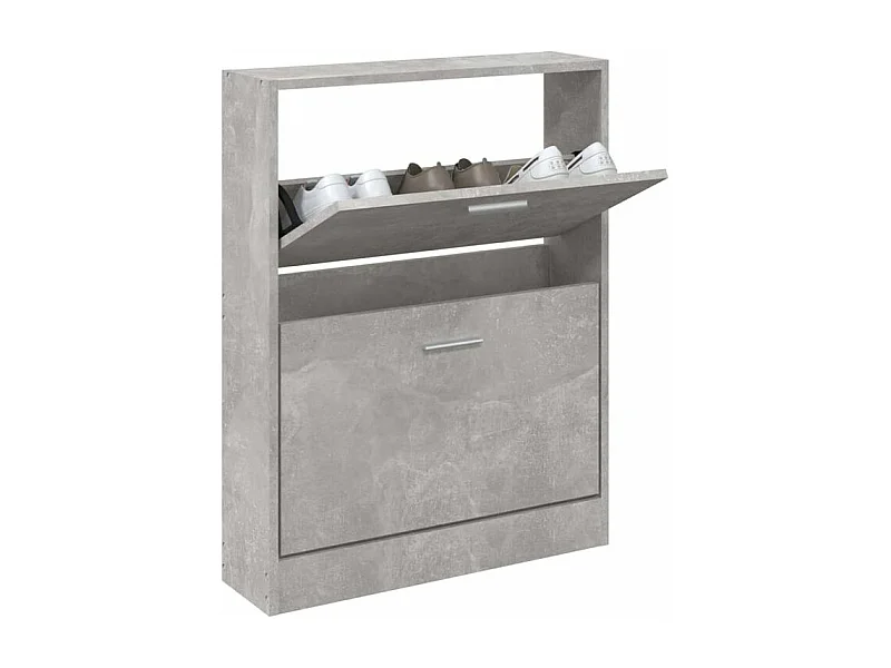 Armoire à chaussures en bois Puerto L59xH81xP17 – 2 portes rabattables-Couleur Gris béton