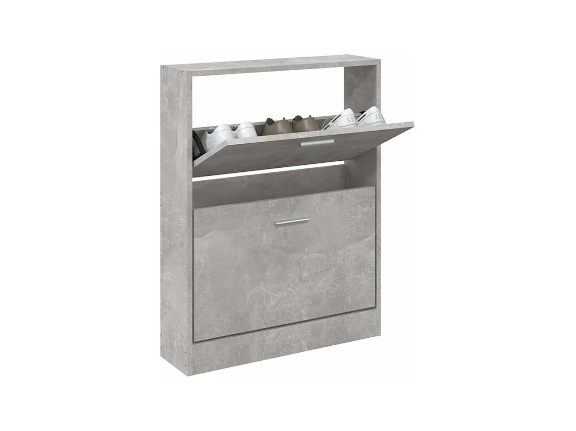 Armoire à chaussures en bois Puerto L59xH81xP17 – 2 portes rabattables-Couleur Gris béton