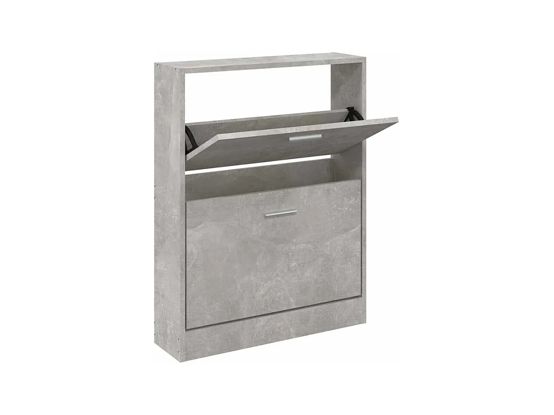 Armoire à chaussures en bois Puerto L59xH81xP17 – 2 portes rabattables-Couleur Gris béton