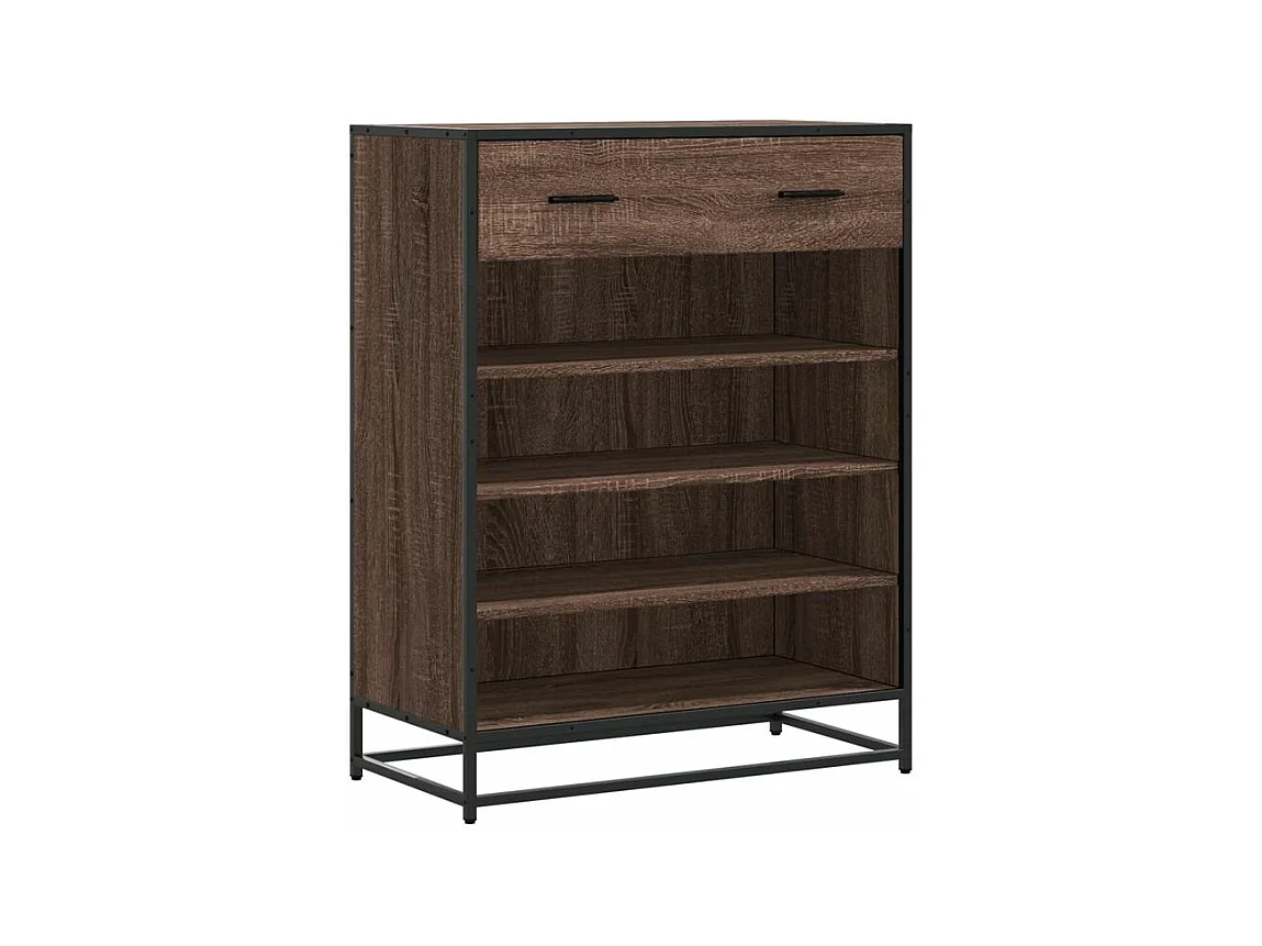 Meuble à chaussures chêne marron bois d'ingénierie et métal