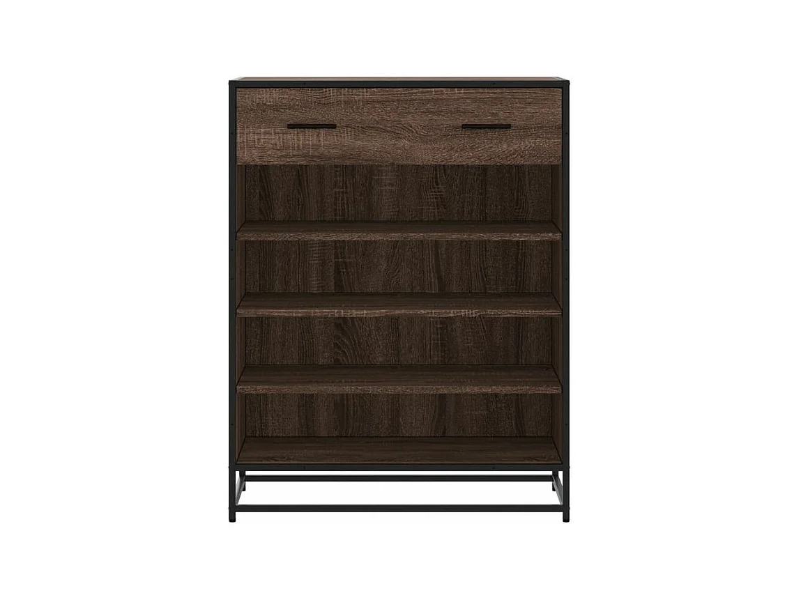 Meuble à chaussures chêne marron bois d'ingénierie et métal