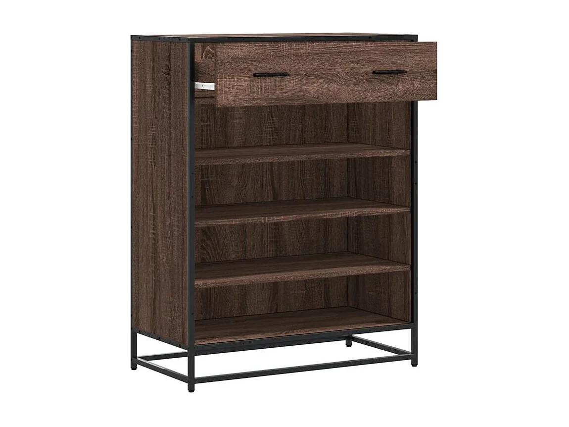 Meuble à chaussures chêne marron bois d'ingénierie et métal