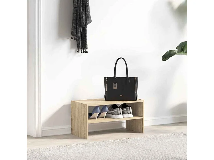 Étagère à chaussures 2 niveaux empilable – Solution Flexible et élégante pour le rangement-Couleur Chêne clair