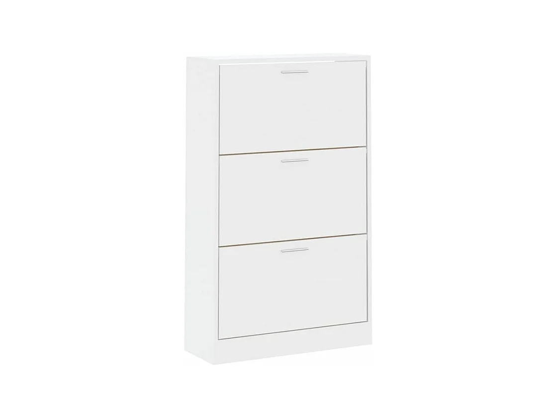 Armoire à chaussures en bois Puerto L63xH103xP24 – 3 portes rabattables-Couleur Blanc brillant