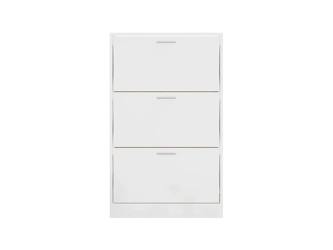 Armoire à chaussures en bois Puerto L63xH103xP24 – 3 portes rabattables-Couleur Blanc brillant