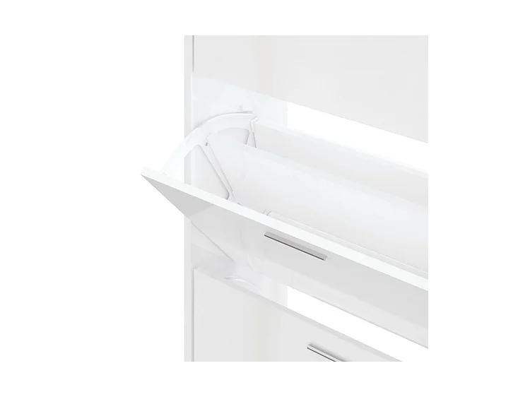 Armoire à chaussures en bois Puerto L63xH103xP24 – 3 portes rabattables-Couleur Blanc brillant