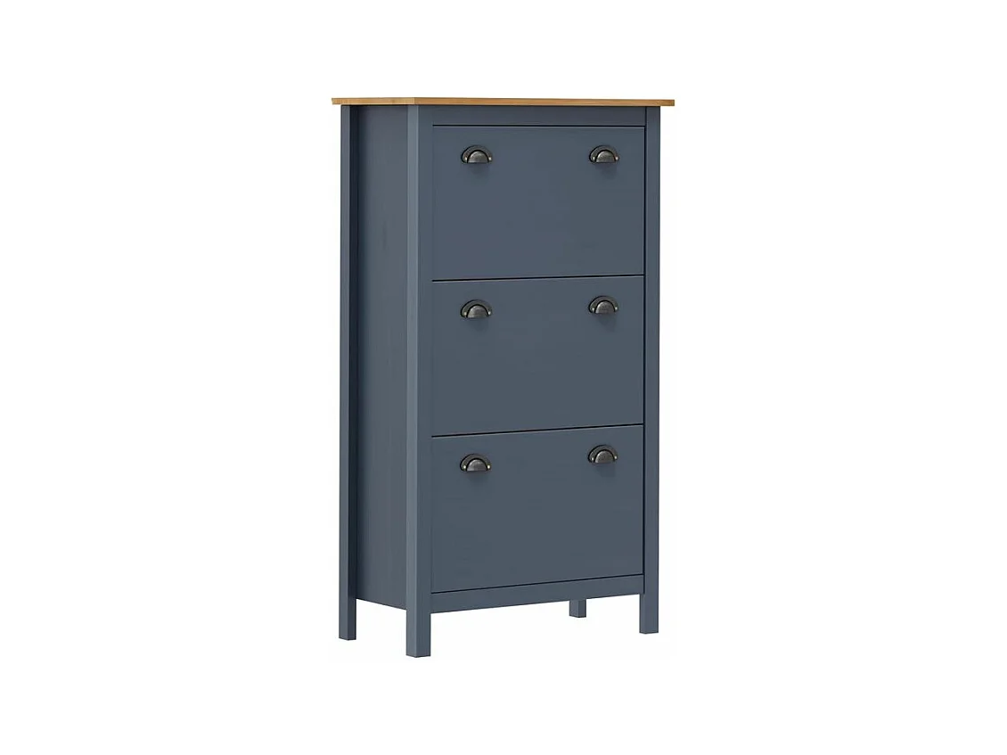 Armoire à chaussures Hill Gris 72x35x124 Bois de pin solide