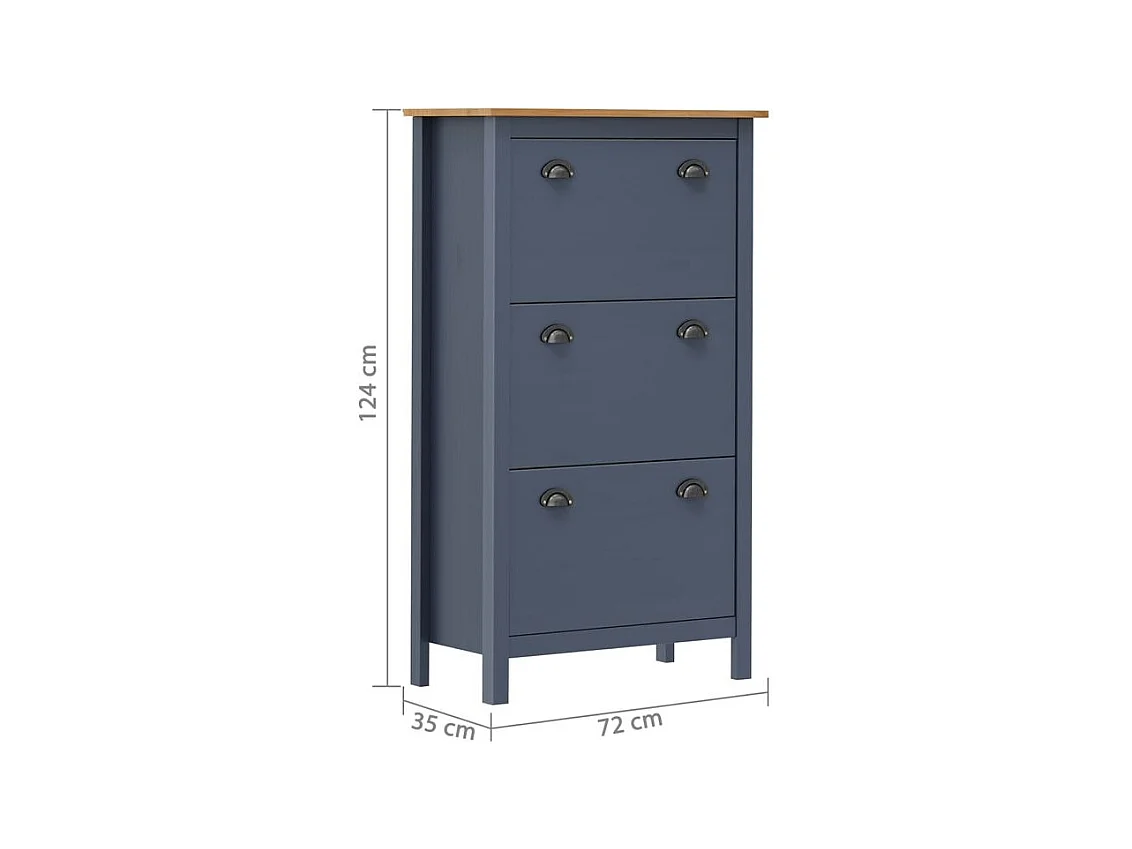 Armoire à chaussures Hill Gris 72x35x124 Bois de pin solide