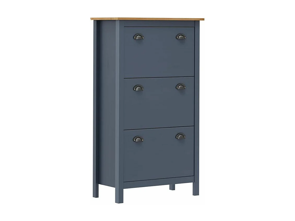 Armoire à chaussures Hill Gris 72x35x124 Bois de pin solide