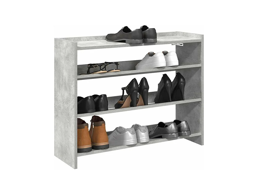 Étagère à chaussures en bois Manda L 80 x H 62cm - Rangement 3 niveaux-Couleur Gris béton