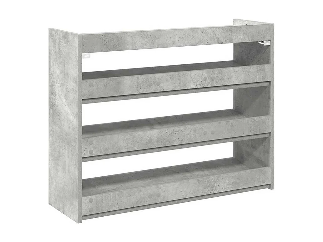 Étagère à chaussures en bois Manda L 80 x H 62cm - Rangement 3 niveaux-Couleur Gris béton