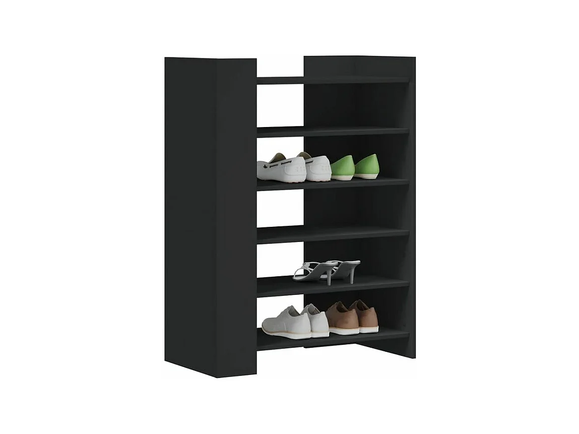 Etagères à chaussures en bois Lizza L75xH100xP38 – Élégance et praticité-Couleur Noir