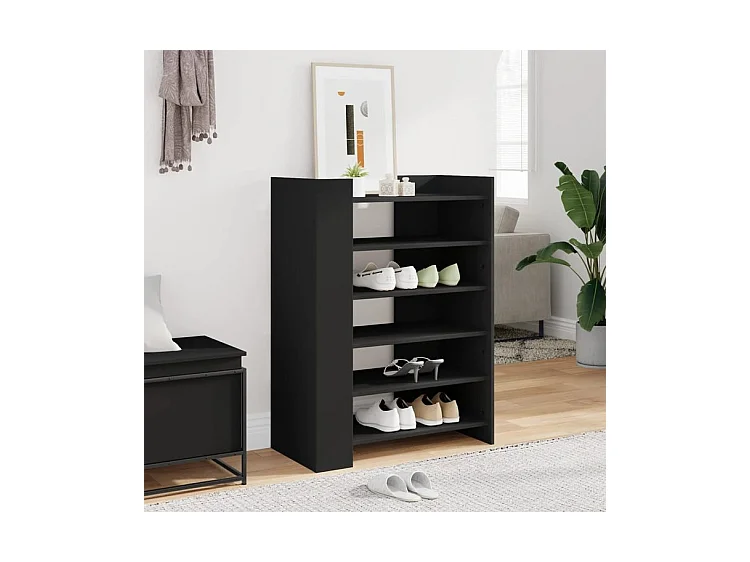 Etagères à chaussures en bois Lizza L75xH100xP38 – Élégance et praticité-Couleur Noir