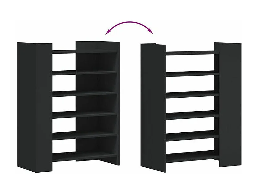Etagères à chaussures en bois Lizza L75xH100xP38 – Élégance et praticité-Couleur Noir