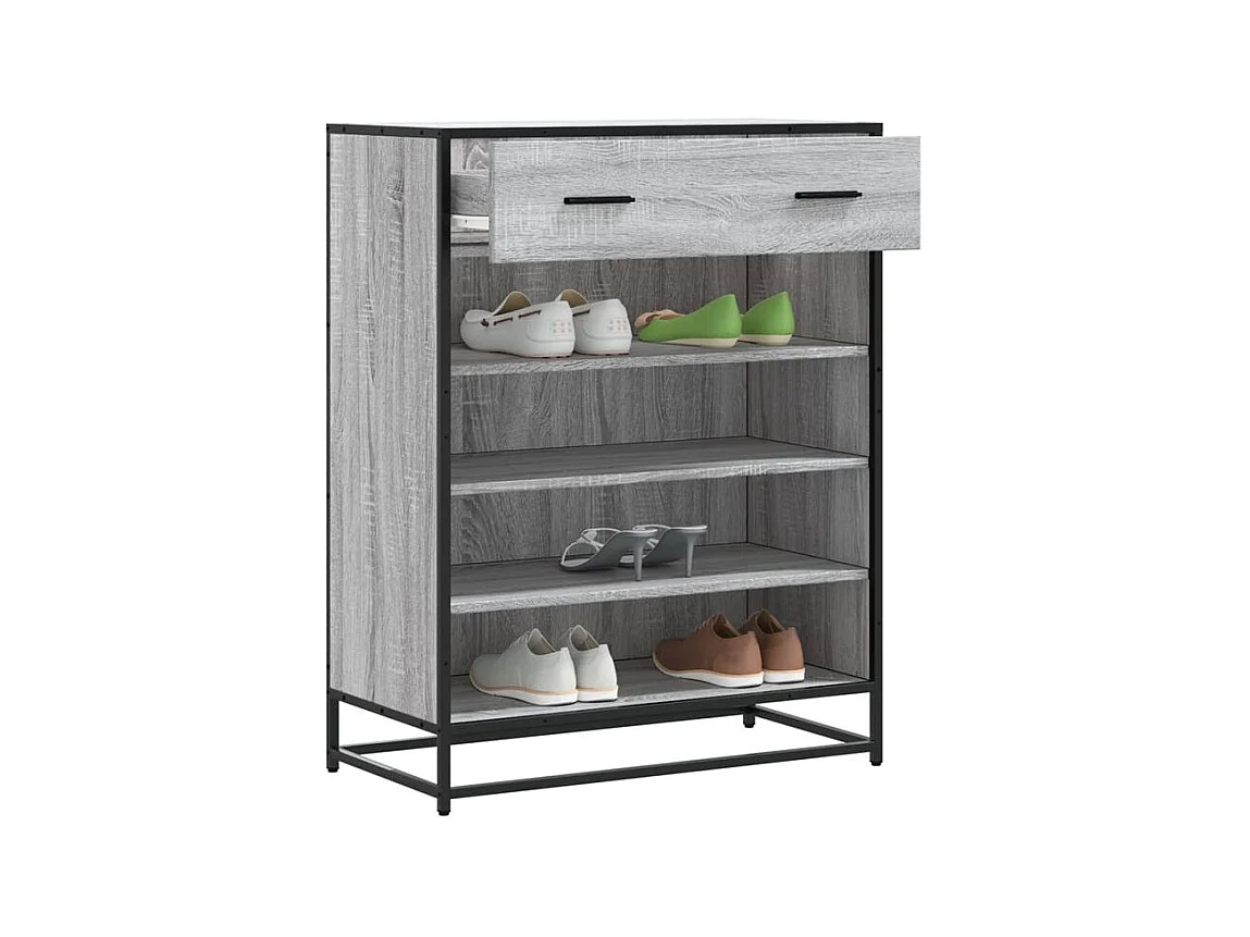 Meuble à chaussures sonoma gris bois d'ingénierie et métal