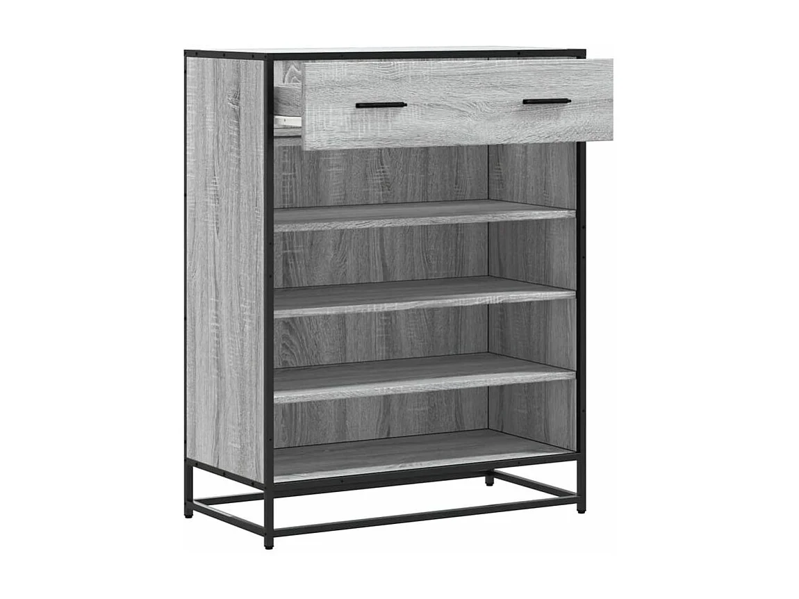 Meuble à chaussures sonoma gris bois d'ingénierie et métal