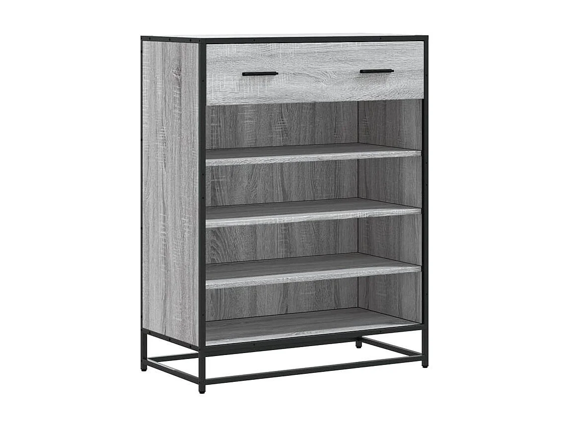 Meuble à chaussures sonoma gris bois d'ingénierie et métal