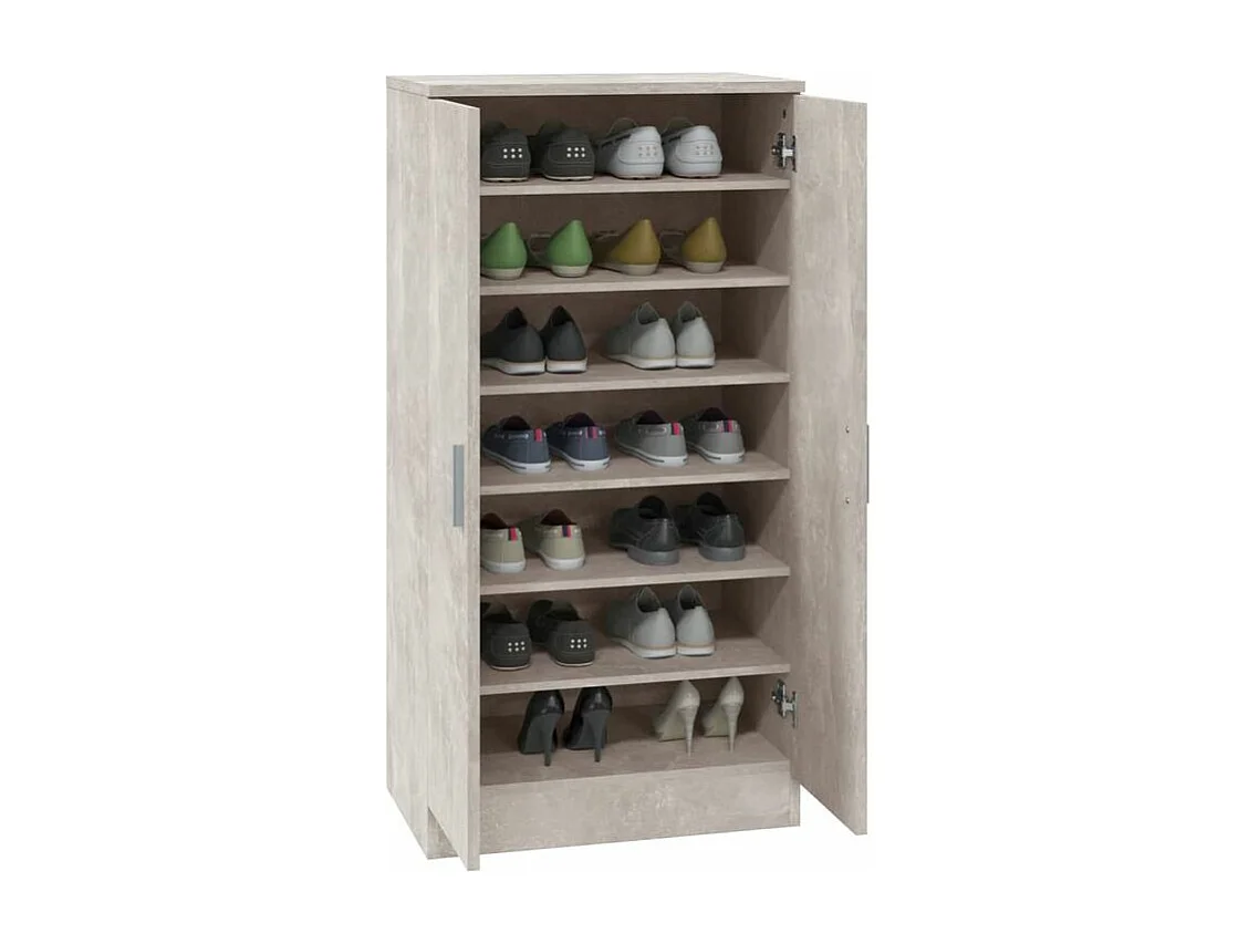 Meuble à chaussures 7 niveaux Palina L55xH108xP35 – Élégance et fonctionnalité-Couleur Gris béton