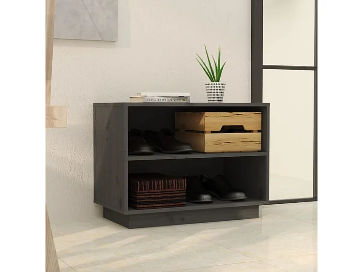 Armoire à chaussures Gris 60x34x45 Bois de pin massif