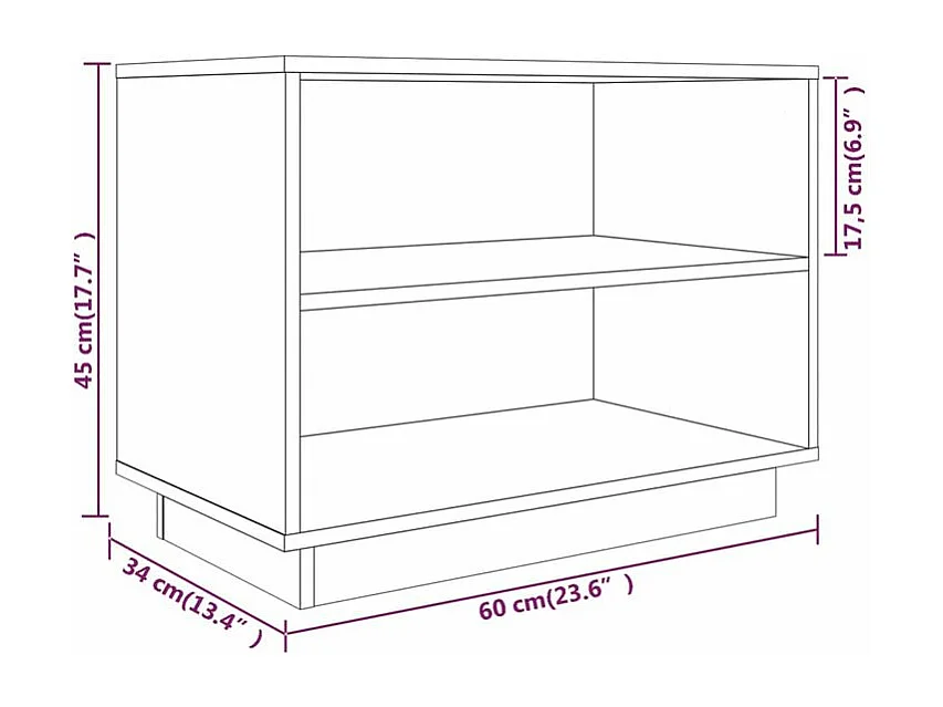 Armoire à chaussures Gris 60x34x45 Bois de pin massif