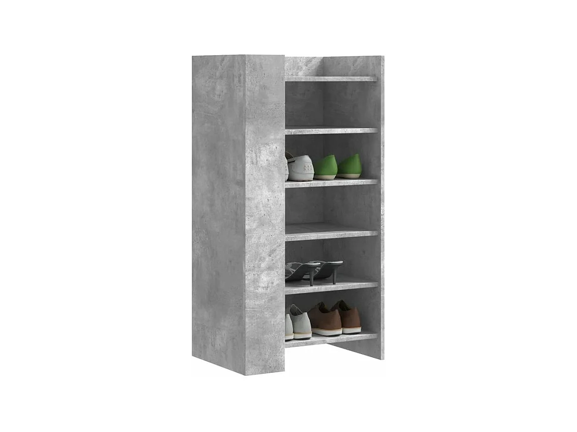 Armoire à chaussures gris béton 52x37,5x100 bois d'ingénierie