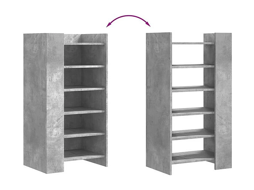 Armoire à chaussures gris béton 52x37,5x100 bois d'ingénierie